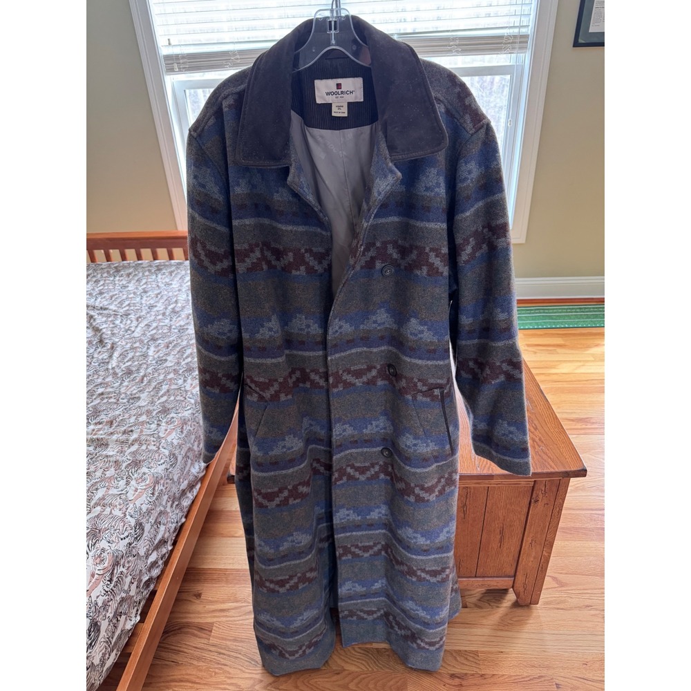 Woolrich Vintage Southwestern Aztec Wool Blanket Trench Coat - 2XL Women's warm